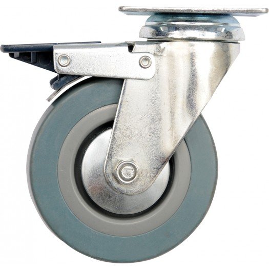 Brake swivel caster with grey rubber 50-87381