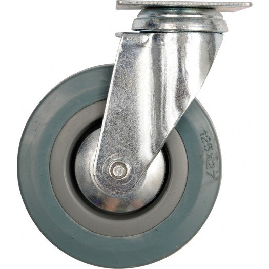 Swivel caster with grey rubber 75mm-87362